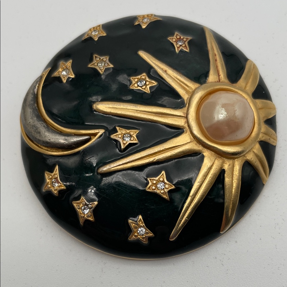 Karl Lagerfeld Gold Sun Moon Stars Brooch